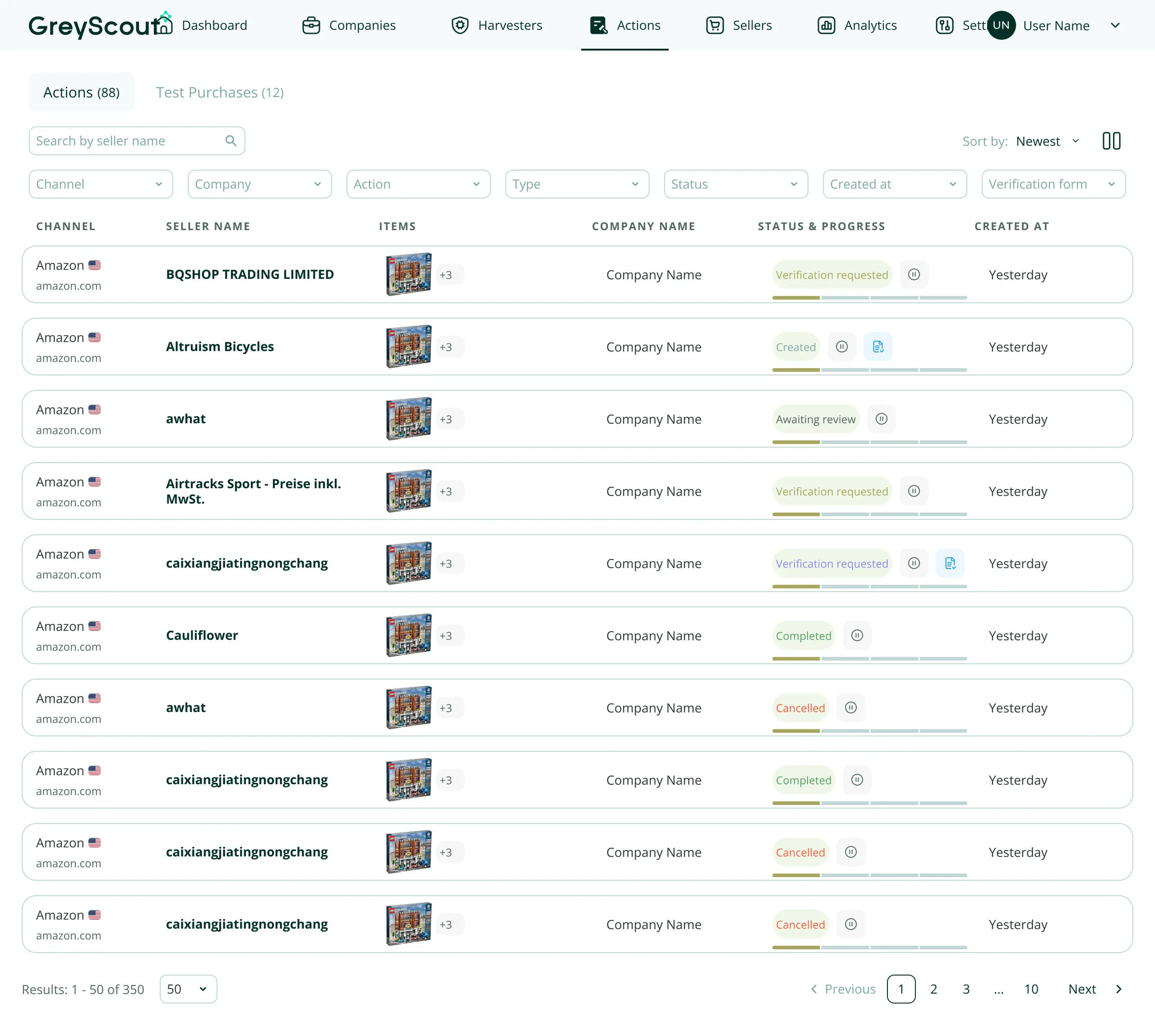 GreyScout, Amazon listings admin