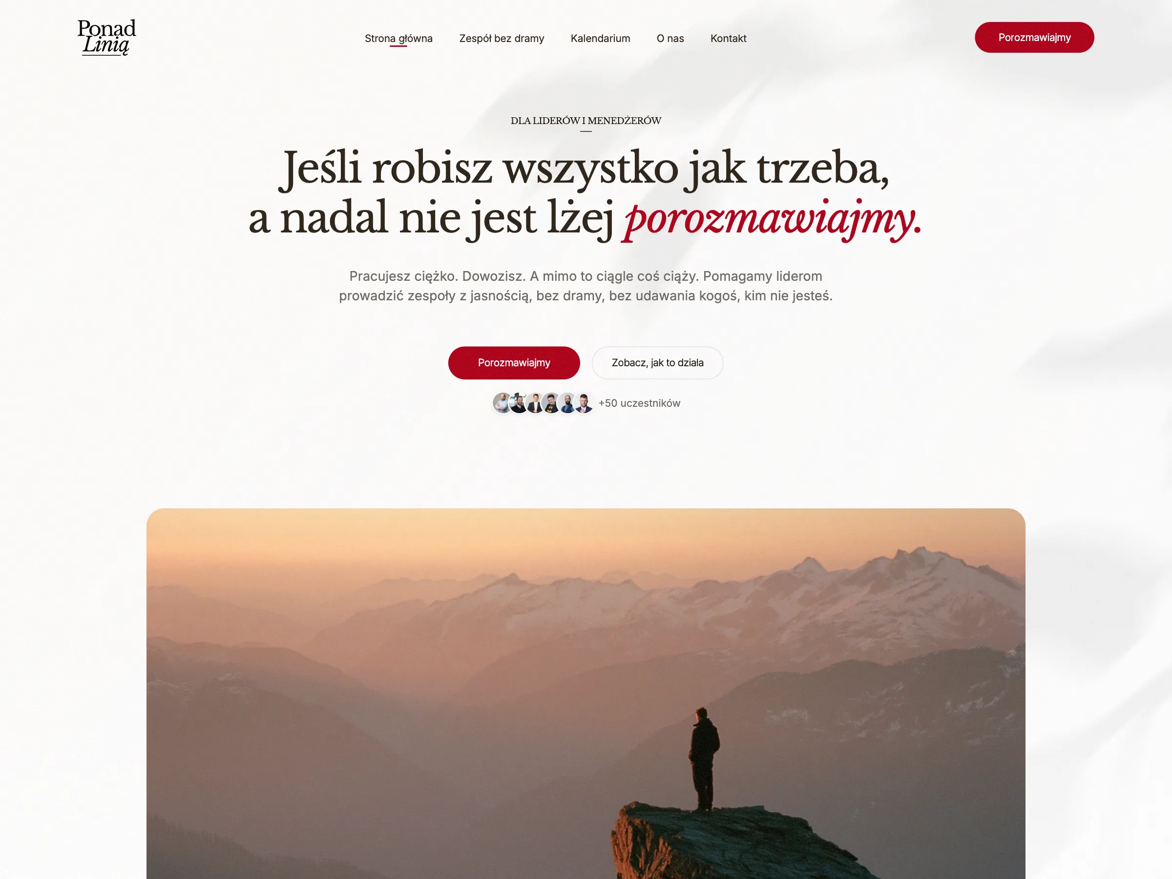 Ponad Linia, homepage hero